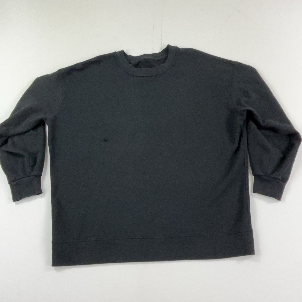 Lululemon Sweatshirt Womens Medium Black Crewneck Fleece Pullover Logo Relaxed